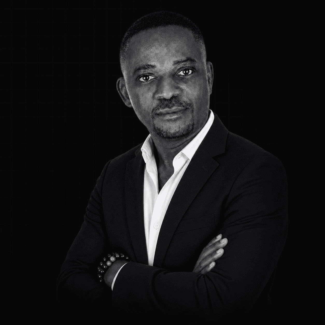 Black-and-white portrait of Jordach Makaya